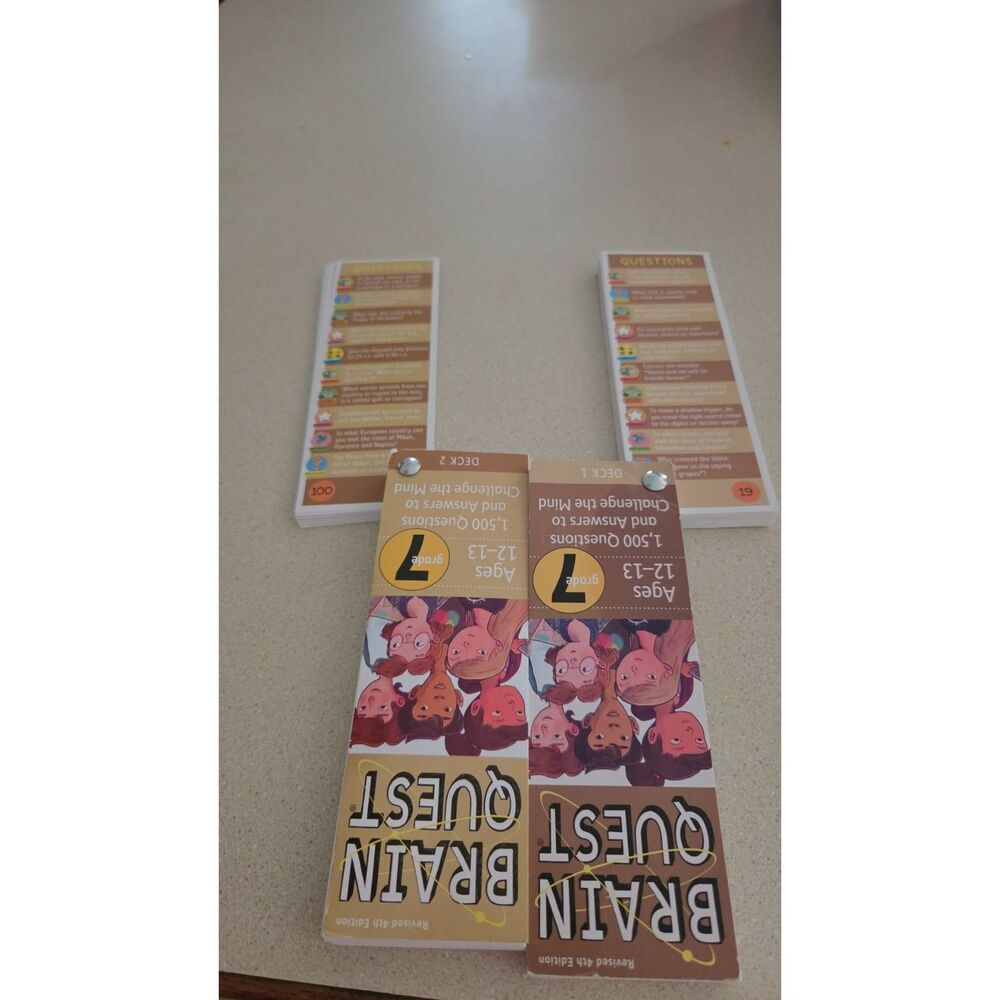 Brain Quest 7th grade Q&A Cards homeschool Car game  ages 12 & 13 Deck 1 & 2